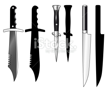 Knives : Hunting knife, Switchblade, Carving knife
