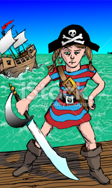Little Girl Pirate with Attitude Illustration