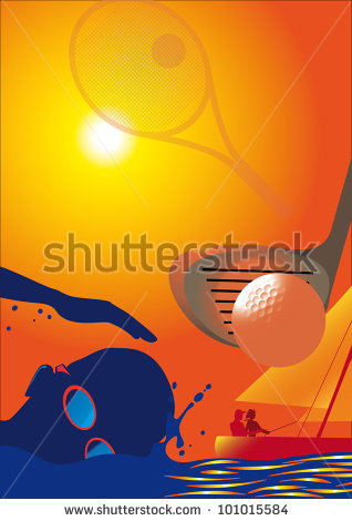 Sun, Sports, Golf, Sailing, Tennis, Swimming, Sunglasses Background Montage