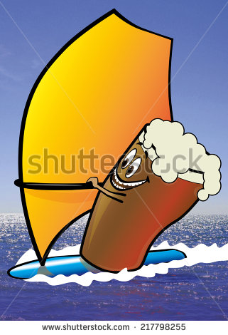 Windsurfing Glass of Beer Illustration/Clip Art